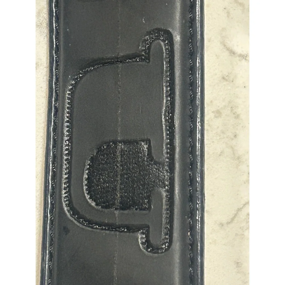 Mens Black Leather Belt Eagle USA Embossed‎ Silver Buckle Size L